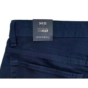 Crown & Ivy Harbornavy Men's 5 Pocket Chino Pants Size 34x32 Navy Blue